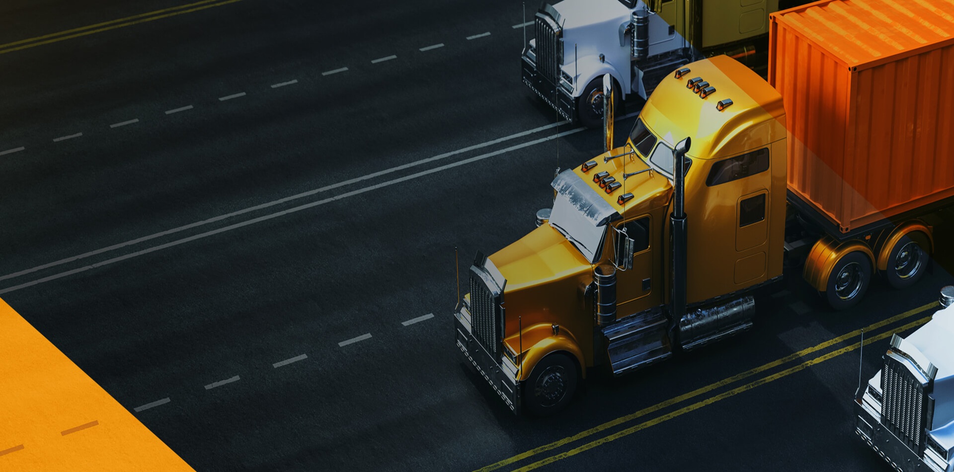 Truck driver speaking to dispatcher via radio inside a semi-truck